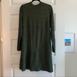 Anthropologie Olive & Black Striped Dress
